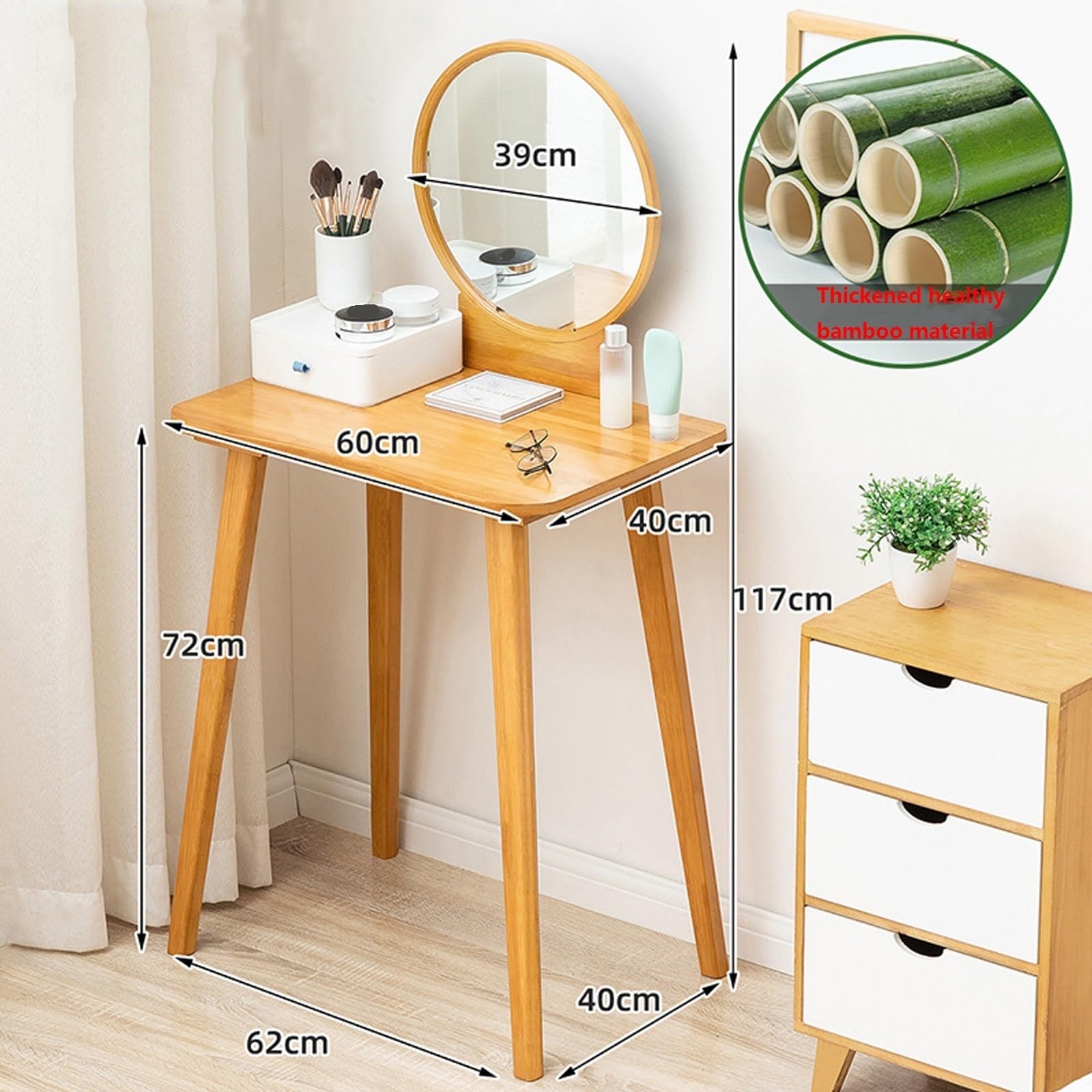 Toaletka, Pisanie Biurko Komputerowe Bambus Domowy Stół Biurowy Mała Kosmetyczka Toaletka Biurko Konsola Stolik Do Nauki Nowoczesne Meble Prosta Nauka Makijaż Stacja Robocza (Size : Table)