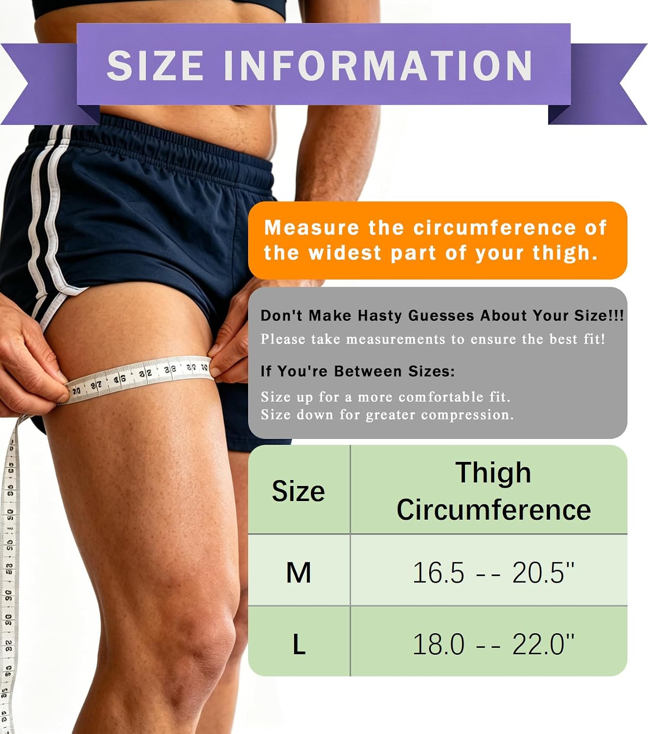 1 Pair Thigh Compression Sleeve, Hamstring Compression Sleeve for Men and Women, Thigh Brace for Sciatica Pain Relief, Pulled Muscle Relief, Leg Injury, Workout (Brown, Large)