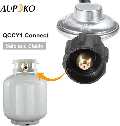 Miniatura 3 de Regulador y manguera de propano de baja presión de 5 pies, pieza de repuesto universal para regulador de parrilla Qcc1 con adaptador de codo de 90