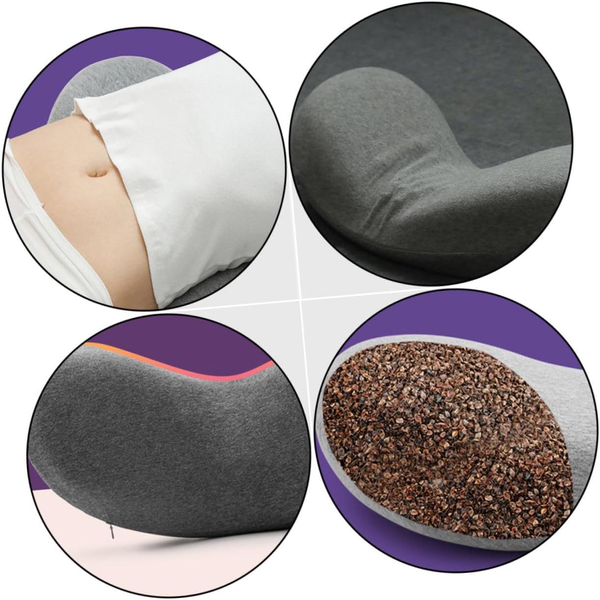 PRETYZOOM Lumbar Waist Pillow for Sleeping Adjustable Bed Support Cushion Dark Grey Ergonomic Design for Back Pain Relief for Side and Back Sleepers