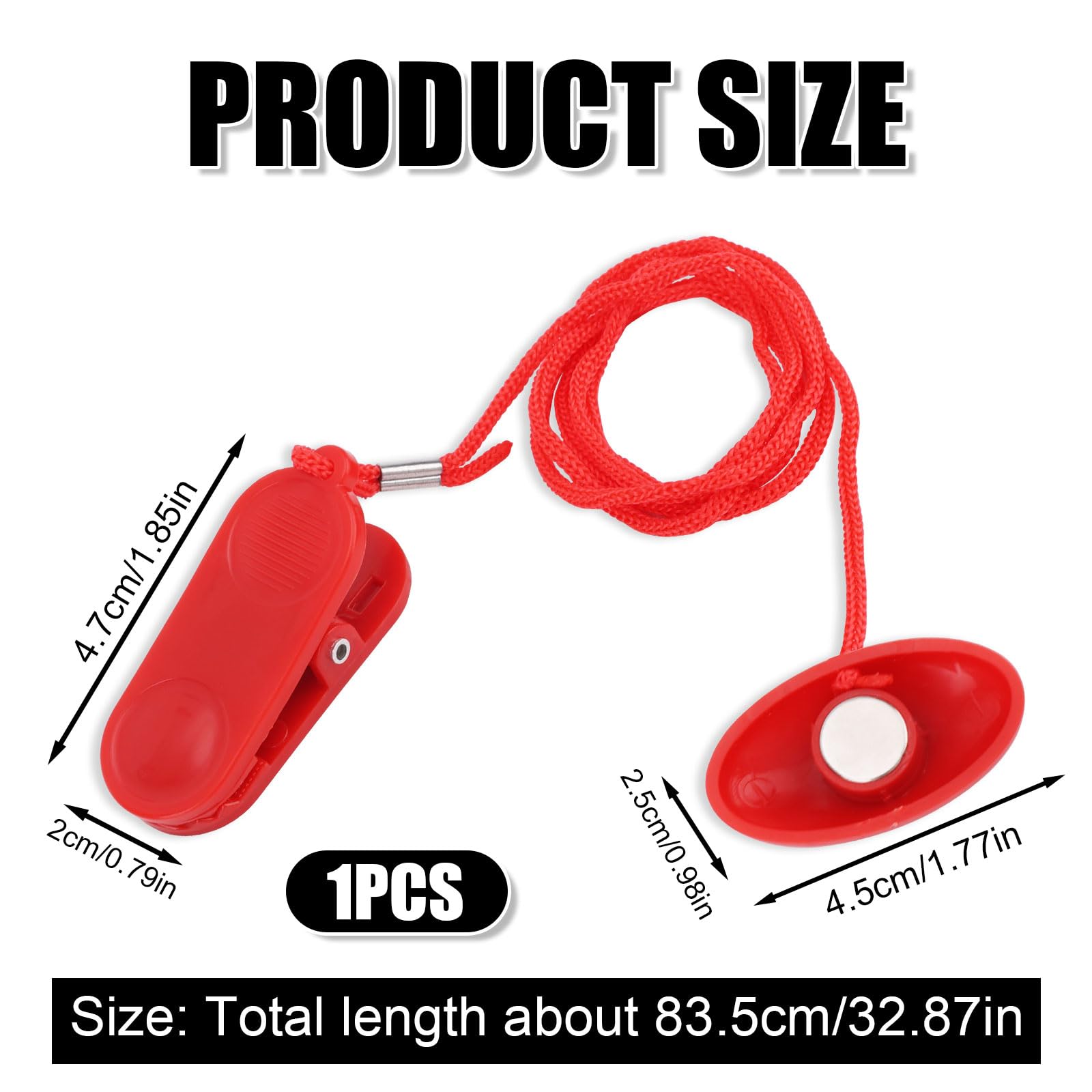 3 Chiavi Di Sicurezza Magnetiche Universali Per Tapis Roulant, Rosse, Con Cavo 1m - 4