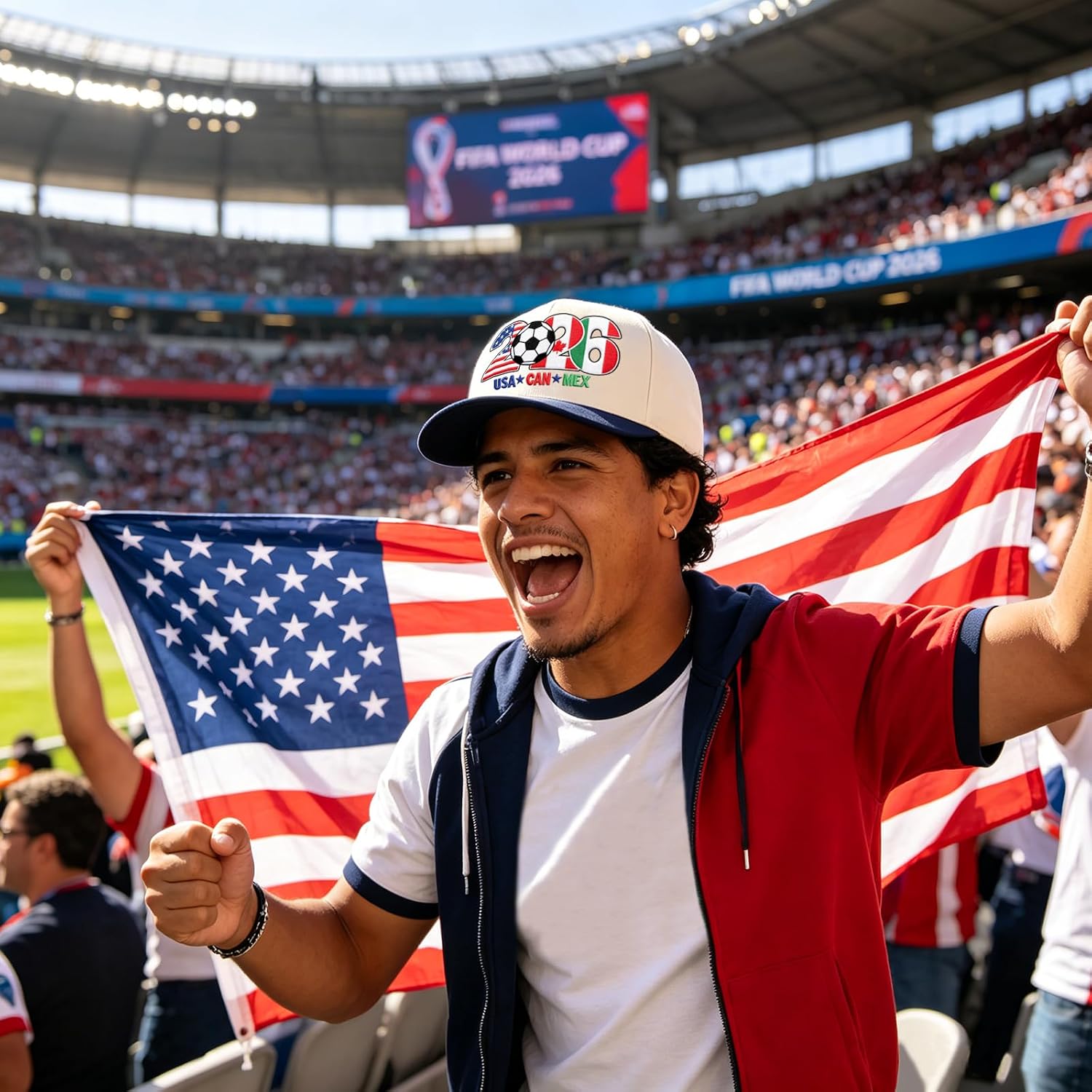 2026 World Soccer Trucker Hat - Mundial 2026 USA Can Mex Flag Embroidered Hat,Soccer Merchandise for Men Women