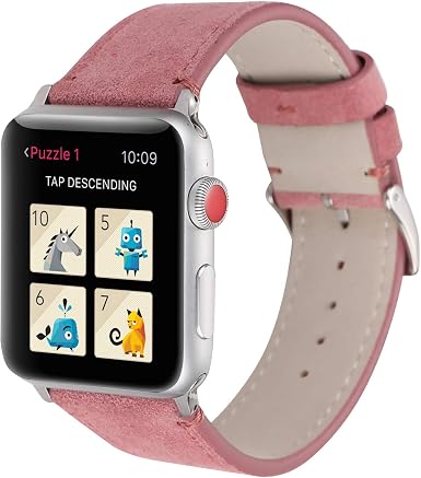 Amazon.com: Daptsy - Correa de repuesto para reloj Apple Watch de 1.496 in  y 1.654 in para hombre y mujer, estilo retro Nubuck, para iWatch serie 3,  serie 2, serie 1, edición