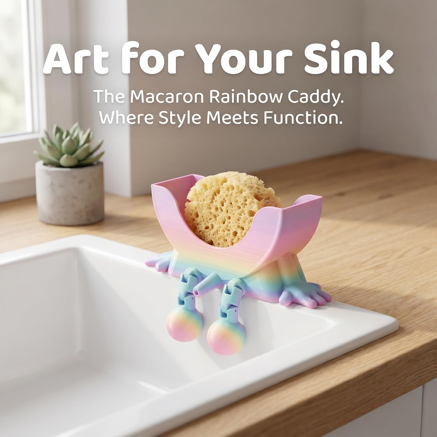Macaron Sponge Holder for Sink - Octopus Soap Dish PLA image 2