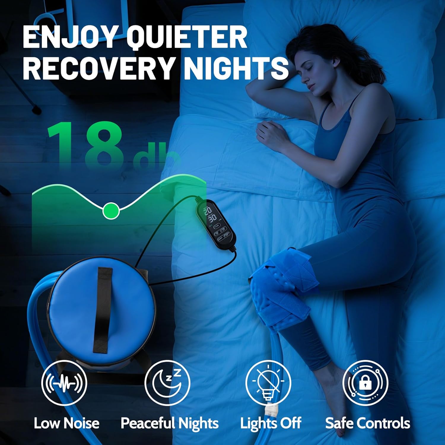 Ice Machine for Knee After Surgery 2.0, Portable Cold Therapy Machine for Knee Replacement, Ice Therapy for Post Surgery, Cryotherapy System, Ice Compression Pack Wrap for Injuries Recovery