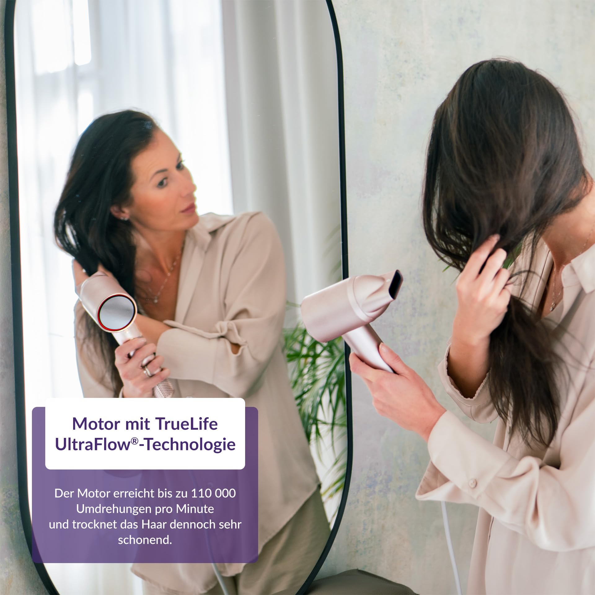 TrueLife HairDryer D6, Haartrockner mit Ionisator, Leistung bis zu 110.000 U/min, farbiger LED-Ring zur Temperaturanzeige, 3 Trockenstufen, 2 Geschwindigkeiten, Magnetaufsatz