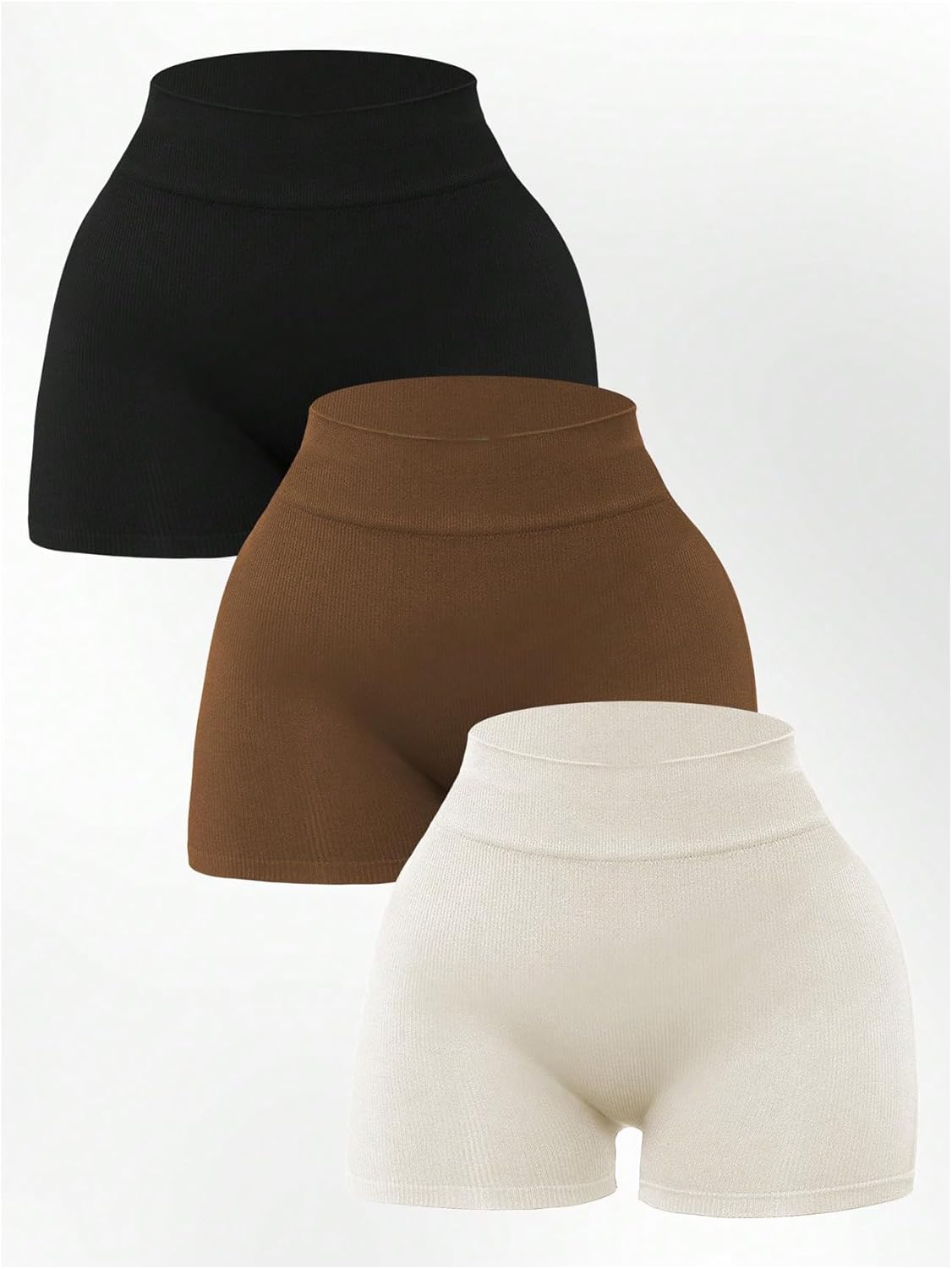SOLY HUX Women's High Waisted Seamless Yoga Shorts 3 Piece Butt Lifting Biker Shorts Athletic Leggings