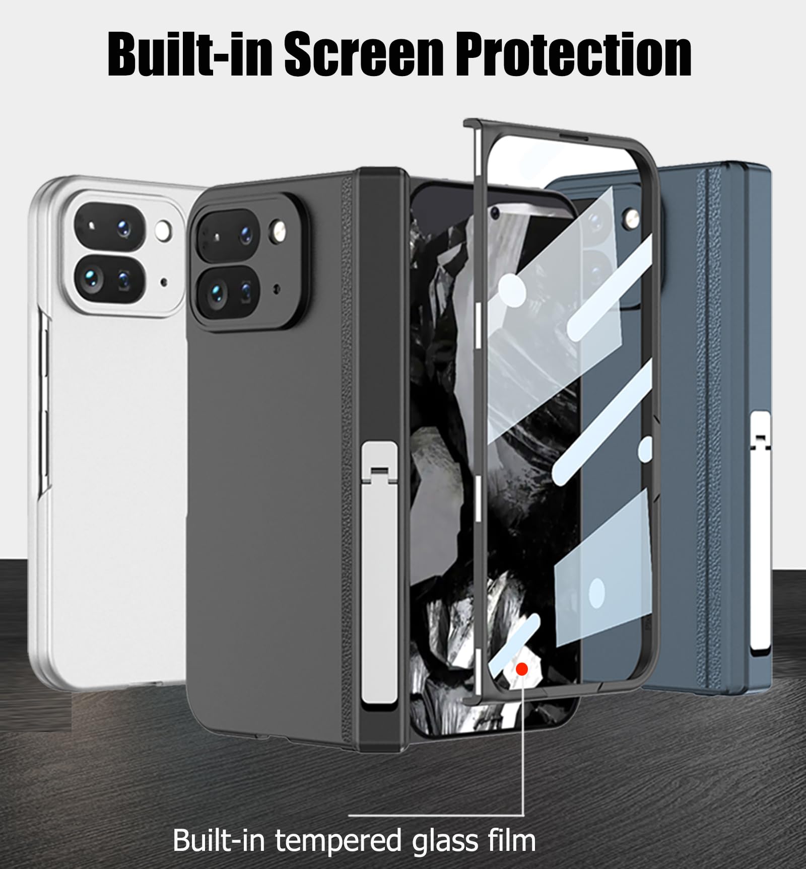 Custodia per Google Pixel 9 Pro Fold [Compatibile con Ricarica Wireless], Protezione per lo Schermoe Protezione con Cerniera Magnetica e Cavalletto, Sottile Antiurto Cover per Google Pixel Fold2(Nero