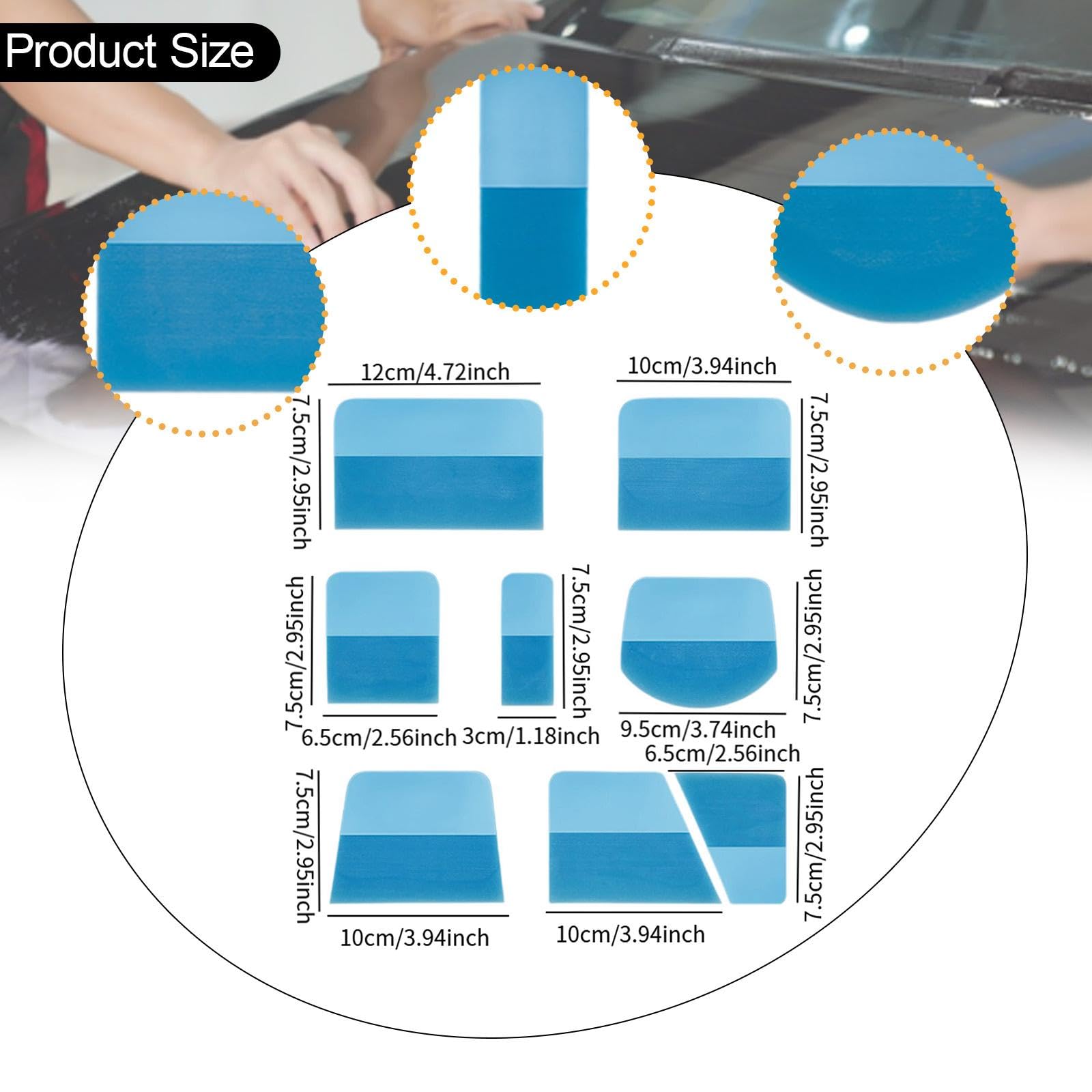Kit PPF Squeegees per Pellicola Protettiva Auto Strumenti Vinile Finitura Professionale Rimozione Bolle Adatto per Avvolgimento Auto Tintatura Vetri, Blu