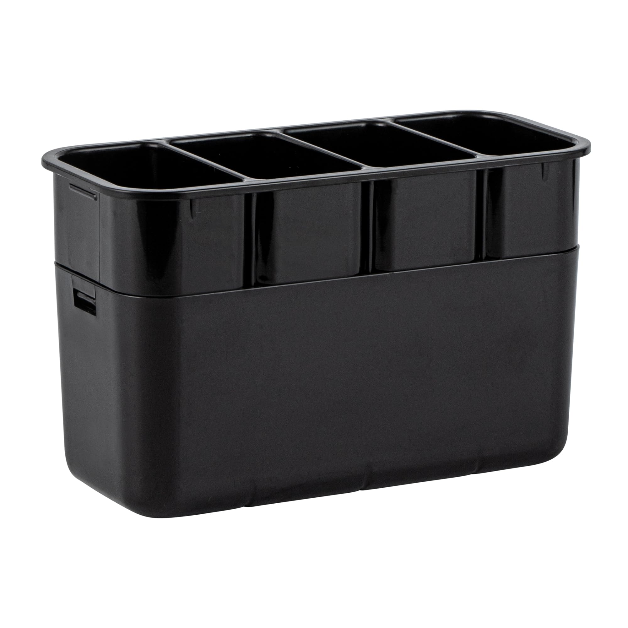 Restaurantware -Met Lux - Organizador de utensilios de 7.09 x 3.39 x 5.12 pulgadas, 1 organizador de utensilios con base pesada, 4 compartimentos, con bandeja de goteo, soporte para utensilios de