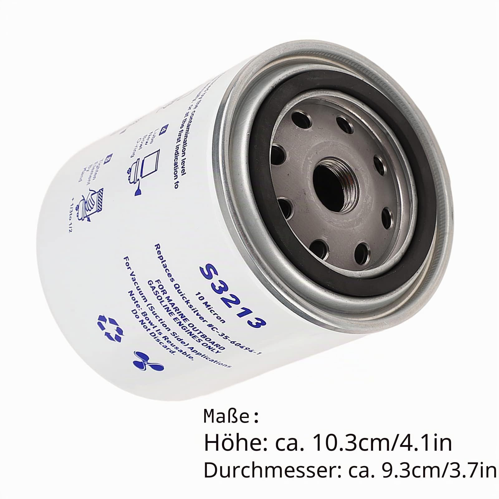 Keenso Motorboot Benzinfilter Wasserabscheider, Edelstahl Ersatz Kraftstofffilter Wasserabscheider S3213 für Motorboote und Yachten
