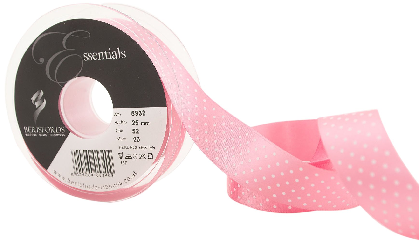Berisfords 52 Hot Pink Micro Dot Ribbon (Value Roll)