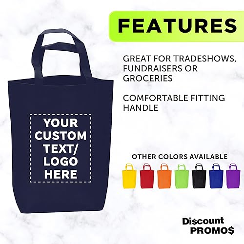 Miniatura 2 de DISCOUNT PROMOS Large Reusable Heavy Duty Tote Bag Set of 1050100, Personalized Bulk Pack