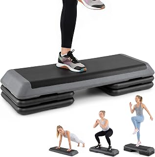 COSTWAY Aerobic Stepper 3-Way Adjustable Height | Quilted Board Non-Slip 150KG, Fitness Stepper with 4 Support Blocks Step Bench for Home, Gym