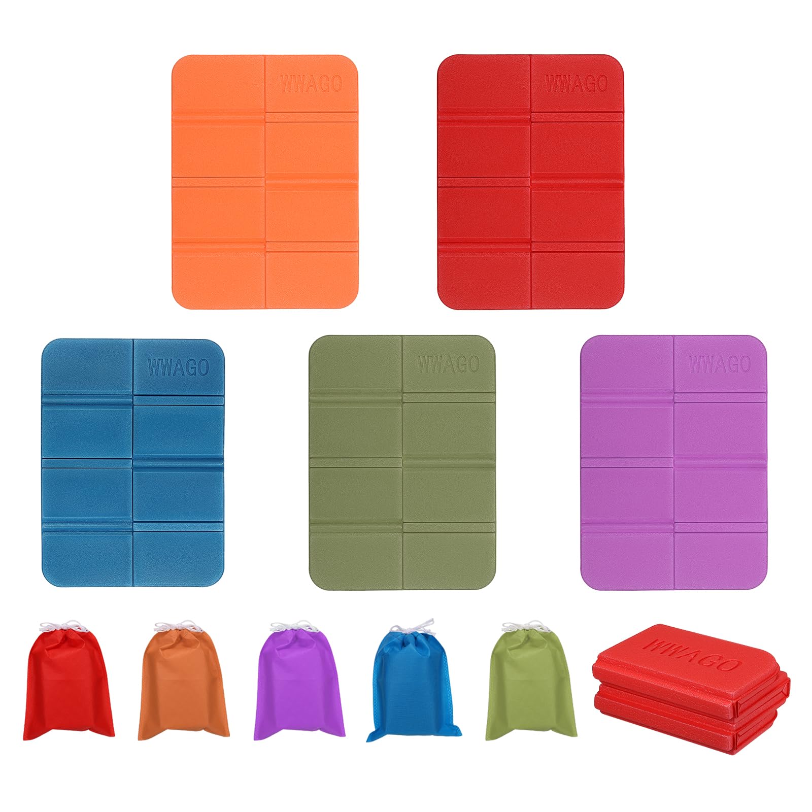 M METERXITY Camping Cushion Seat, Outdoor Sitting Pad Waterproof Foldable Sitting Mat Apply to Backpacking Picnics (15 x 11, Red, Purple, Blue, Green, Orange)