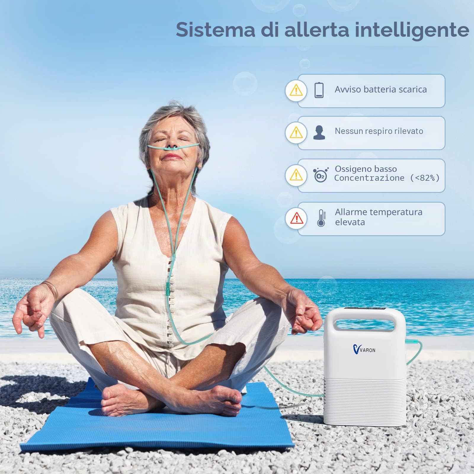 Concentratore di ossigeno portatile, concentratore di ossigeno mobile, 1-5 l/min, concentrazione del 93%, concentrazione di ossigeno, per viaggi e viaggi (con grande batteria rimovibile)