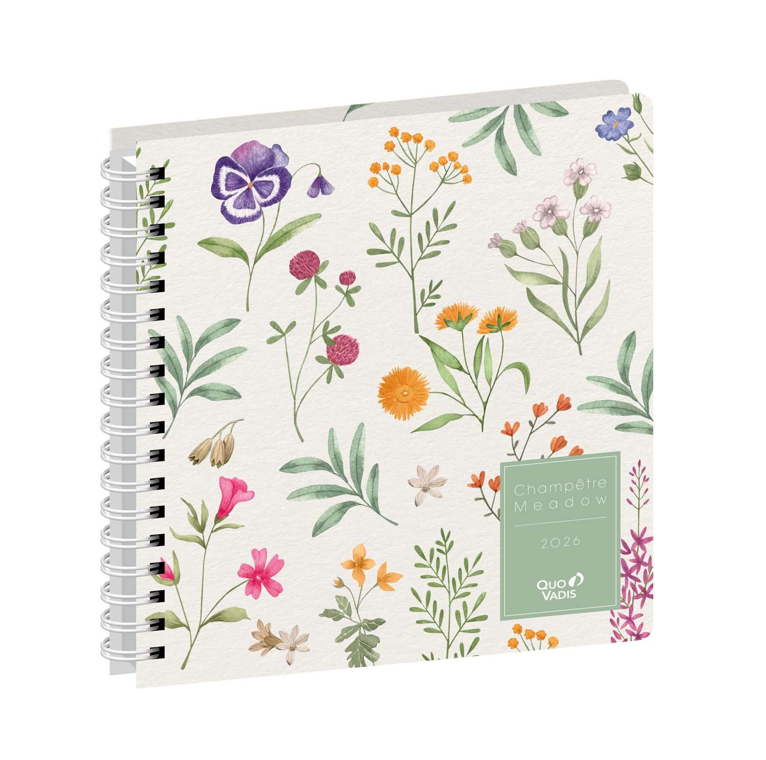 Quo Vadis - Diary - Spiral - 2026 - Executive S - Weekly Planner - French - Daisy - 13 Months December-December - 16 x 16 cm - White Paper