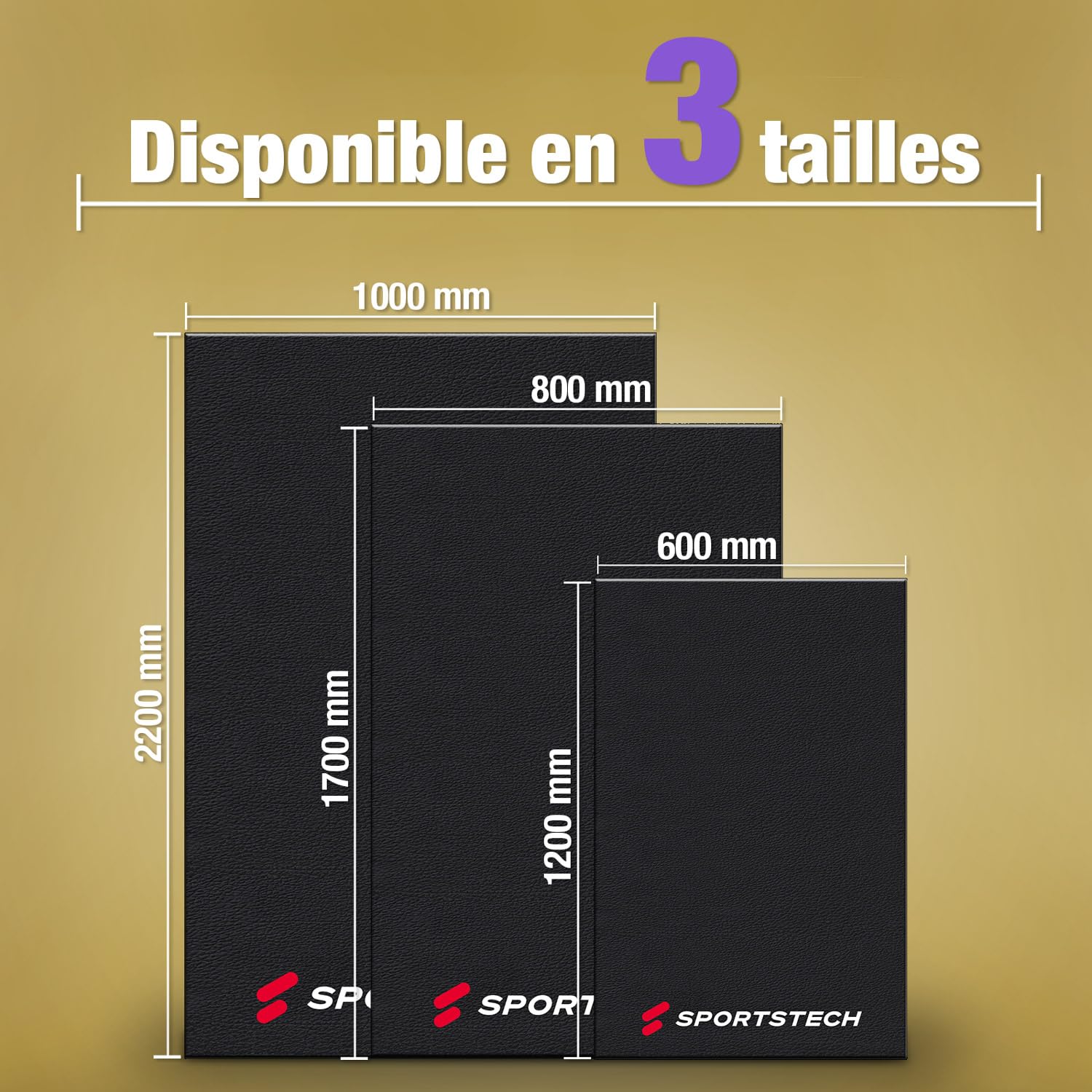 Tapis de sol pour vélo d'exercice physique de 4-6 mm- tapis multifonction sport, protecteur de plancher, tapis de fitness noir pour grande stabilité, anti-dérapant pour le yoga disponible en 4 tailles
