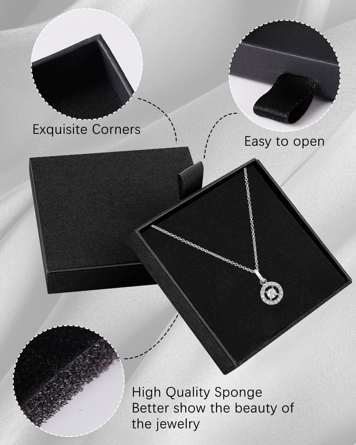 JELIEE 2 Pack Jewelry Box Jewelry Gift Boxes Bracelet Boxes 3.1x3.1x0.7 Inch Small Gift Boxes with Lids Square Gift Box for Bracelets Necklaces Earrings Ring Jewelry Gift (Black)