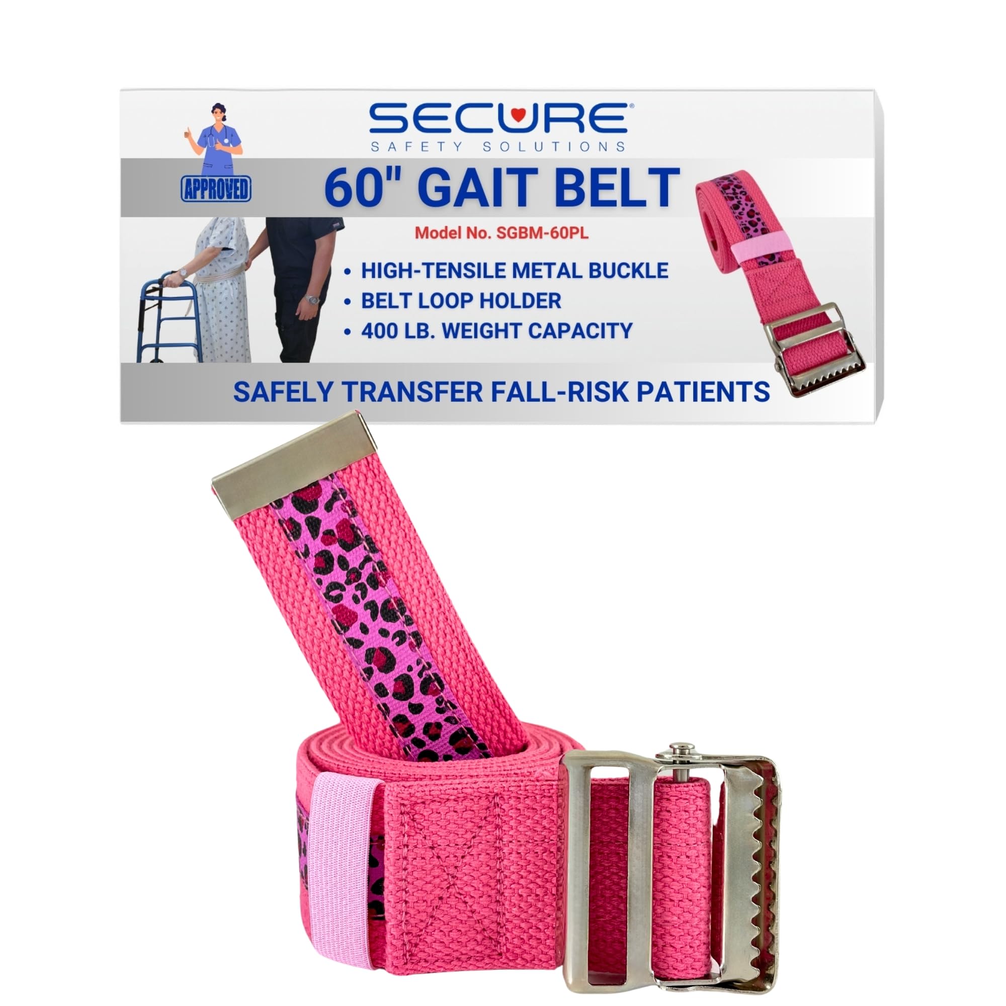 Secure Gait Belt for Seniors with Metal Buckle - Transfer and Walking Standing Aid Elderly, Physical Therapy, Nurses