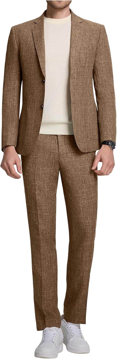 Men's Suit Slim Fit 2 Piece Suits for Wedding Prom Casual Suit Jacket Pants Lightweight Tuxedo Suits