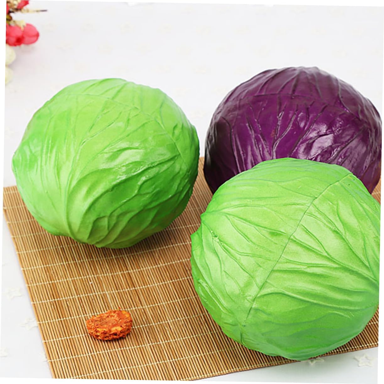 2pcs Lifelike Cabbage Ornament for Home Decor Realistic Vegetable Crafts for Photography Props Interior Decoration Vivid Cabbage Models