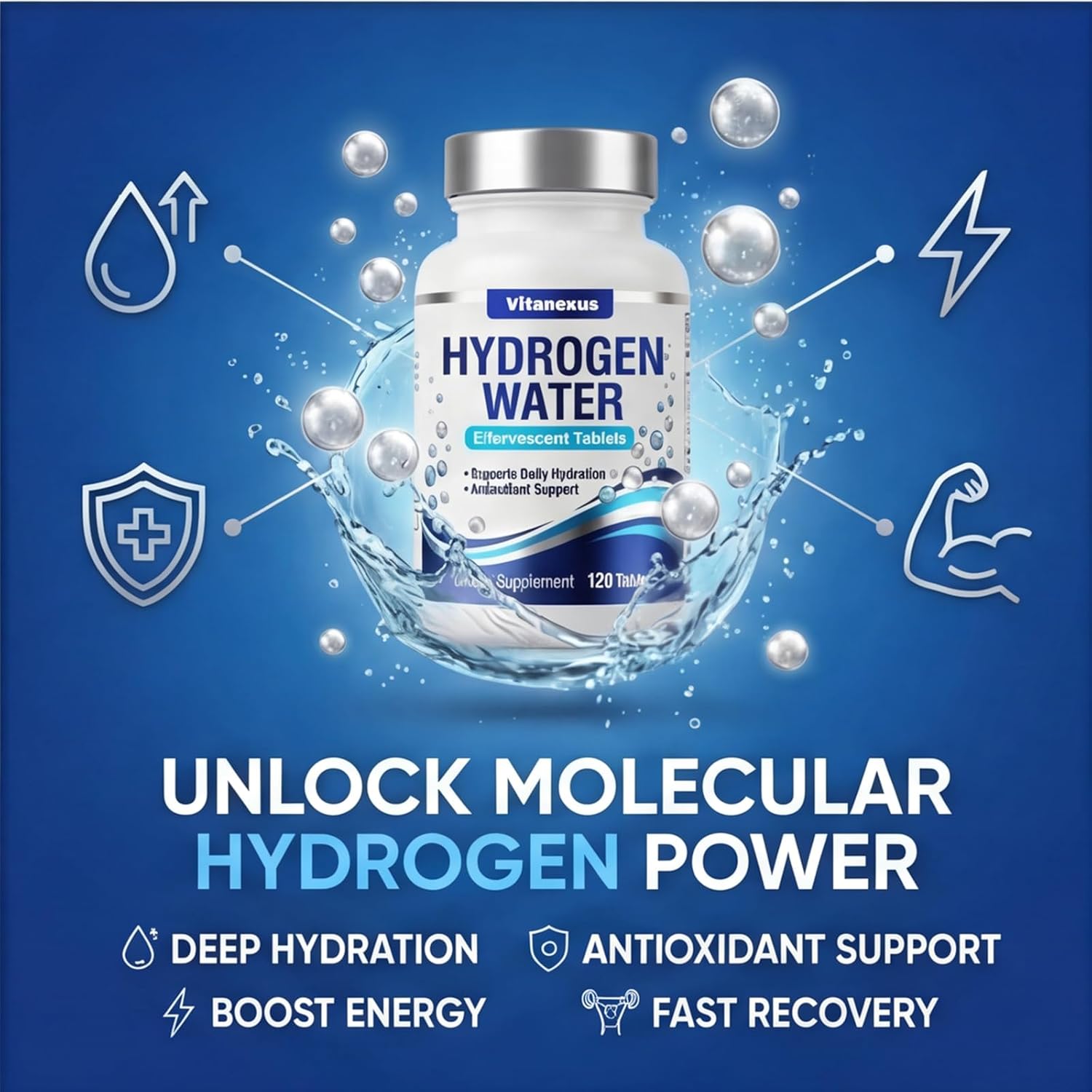 Molecular Hydrogen Water Tablets, 120PCS Hydrogen Tablets for Drinking Water with Magnesium, Brain Health and Cognitive Function