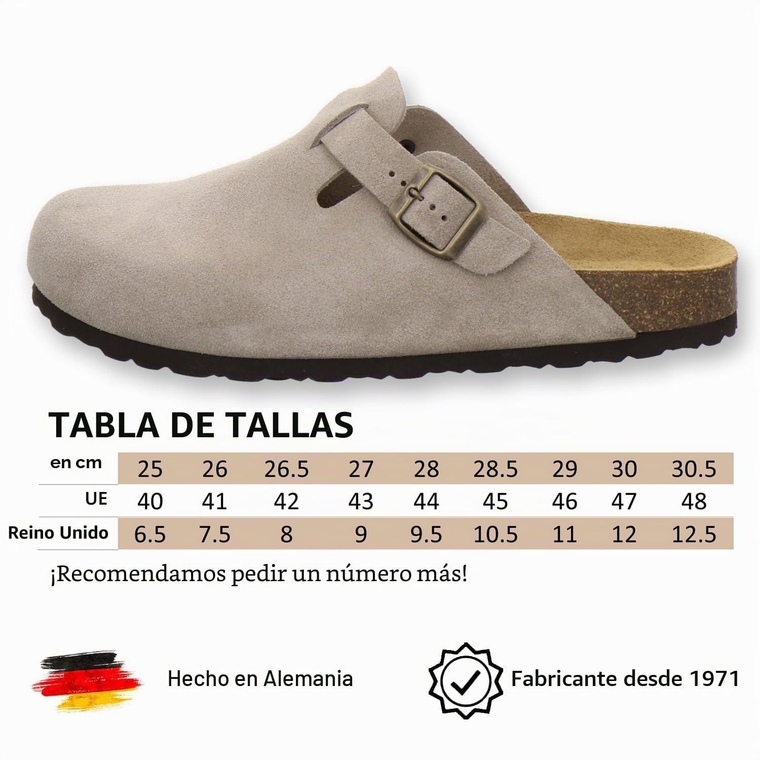 AFS-Schuhe 3900 Zuecos para Hombre, cómodas Zapatillas para Hombre, Pantuflas de Piel, Fabricadas en Alemania