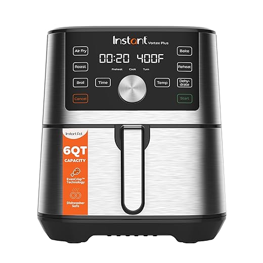 Instant Pot Air Fryer Oven, 6 Quart, From the Makers of Instant Pot, 6-in-1, Broil, Roast, Dehydrate, Bake, Non-stick and Dishwasher-Safe Basket, App With Over 100 Recipes, Stainless Steel