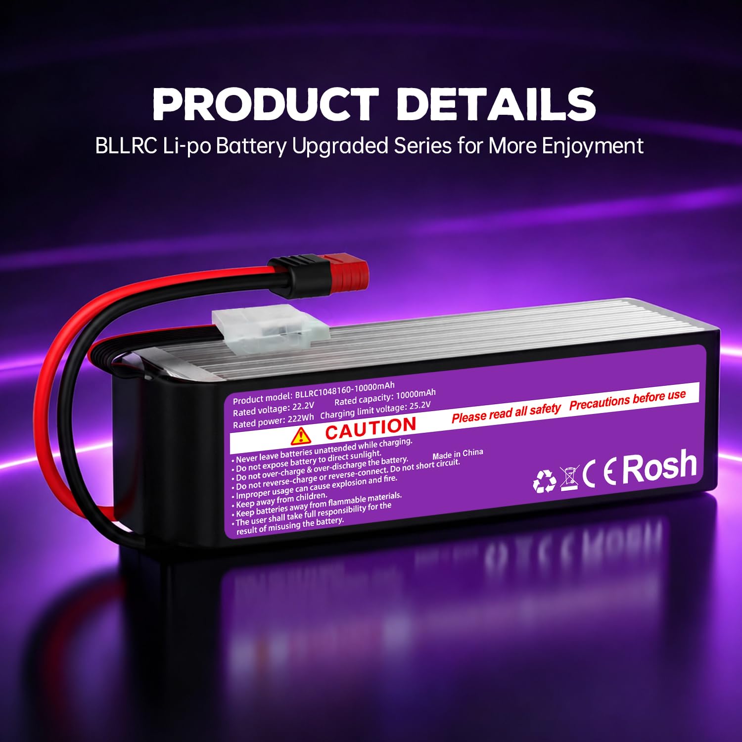 1PCS 22.2V 10000mAh 6S 80C Batería LiPo con Conector T para Camiones RC, todoterrenos, cuadricópteros, Drones fotográficos y helicópteros
