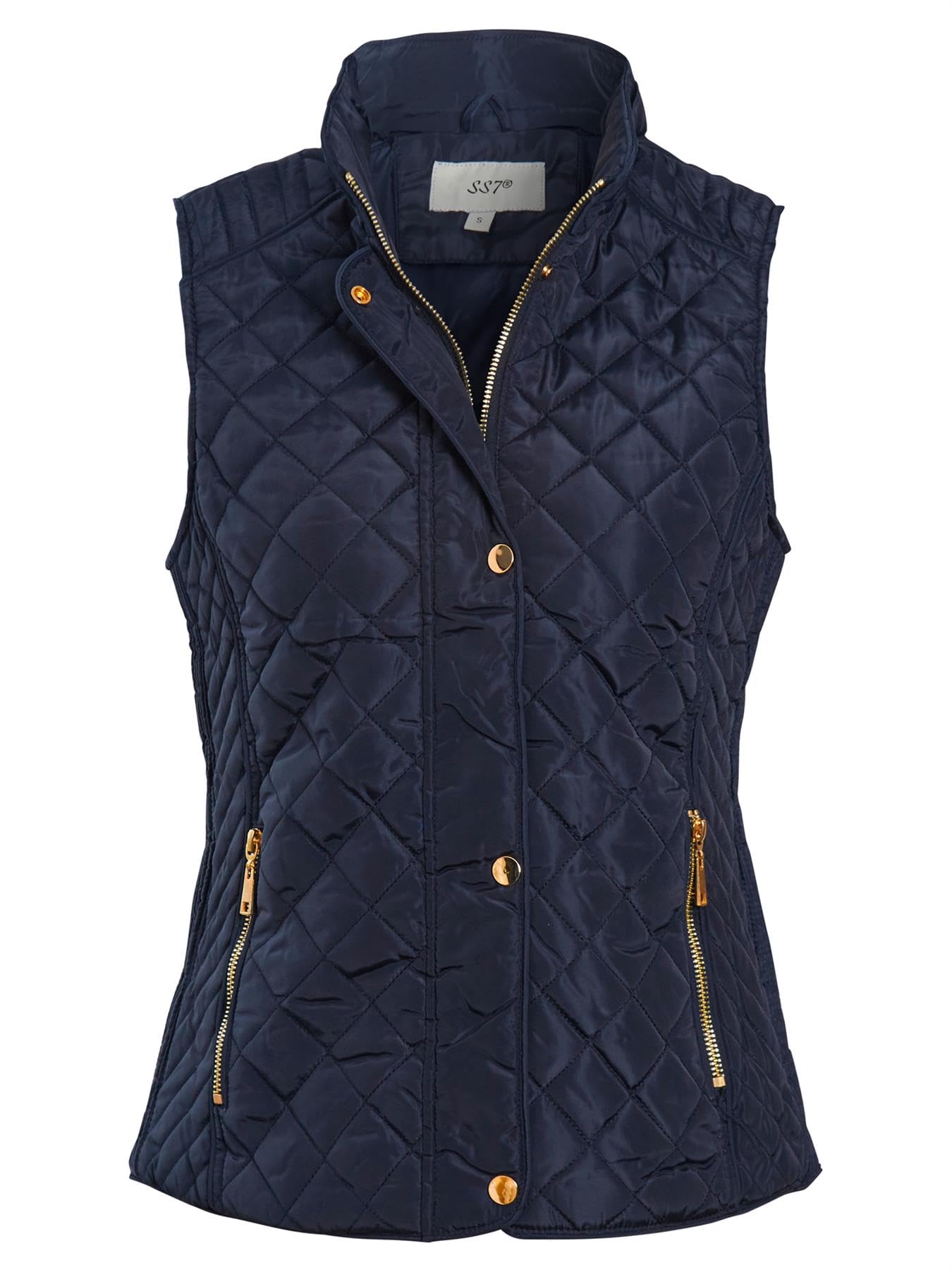 SS7 Womens Gilet Bodywarmer Jacket Quilted Sleeveless Waistcoat Navy