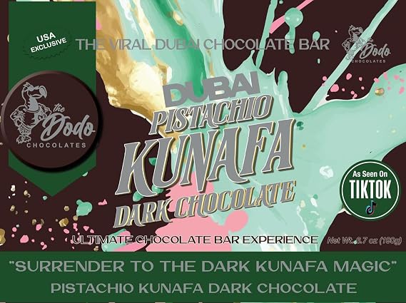 Viral Dubai Dark Chocolate Pistachio Kunafa Ultimate Chocolate Bar Experience