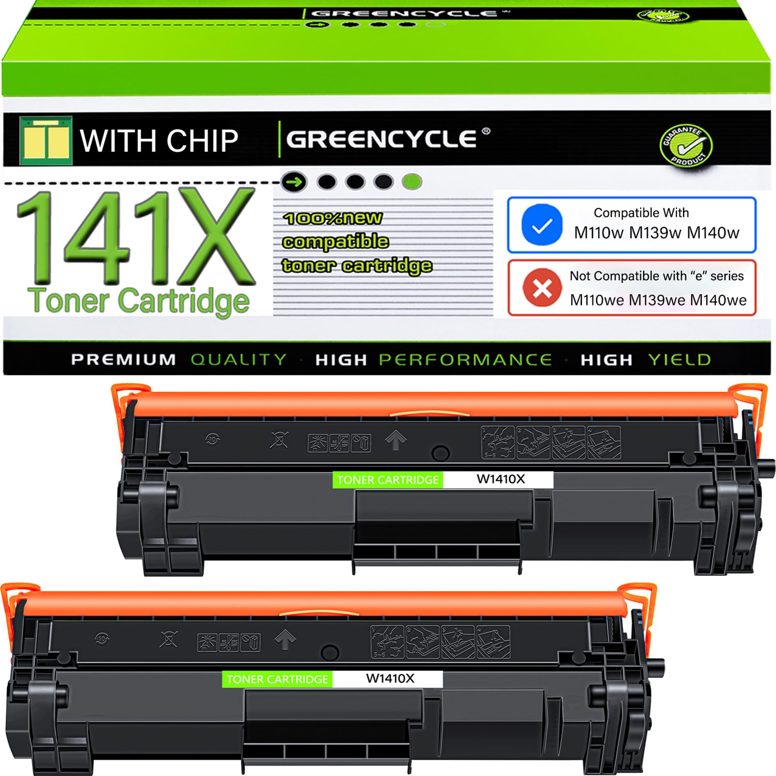 greencycle High Yield W1410X 141A Compatible Replacement for Hp 141X Black Toner Cartridge LaserJet Pro M110w MFP M140w M139w Cannot be Used for