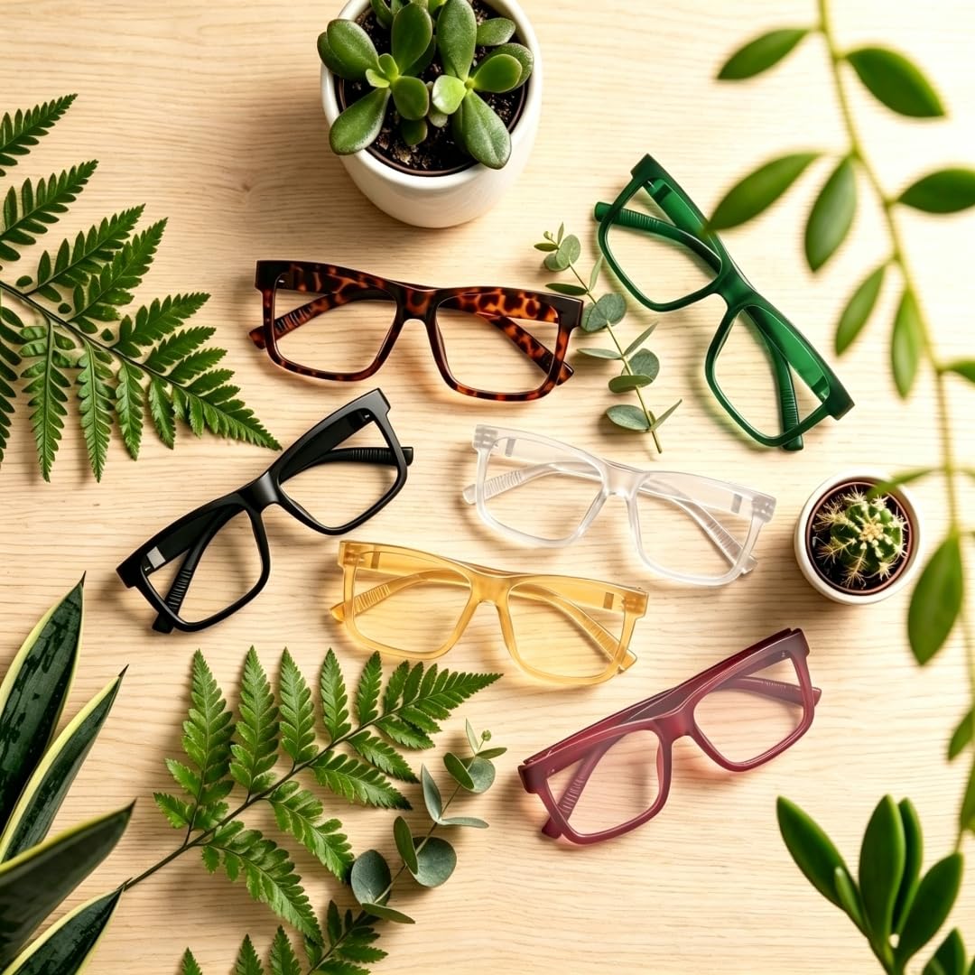 Eyekepper 6 Paia Occhiali da Lettura Oversize Anti Luce Blu per Uomo Lettori di Computer con Cerniera a Molla Senza Viti Senza Metallo