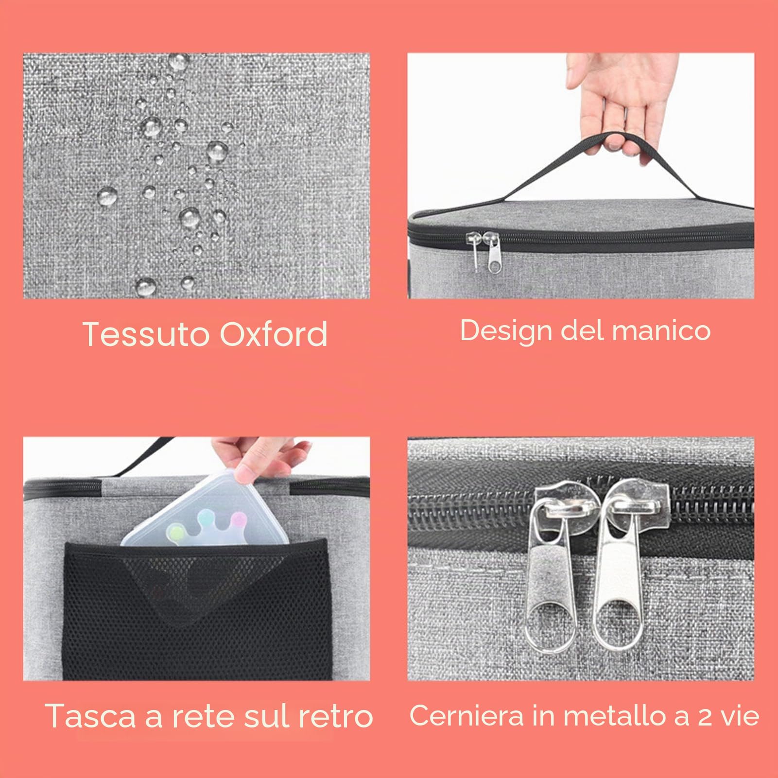 Luqeeg Borsa Termica per Auto, Scaldavivande Elettrico, Forno Portatile con Display a Temperatura Regolabile 30w 8l 12v per Cucinare e Riscaldare Gli Alimenti in Auto (GREY)