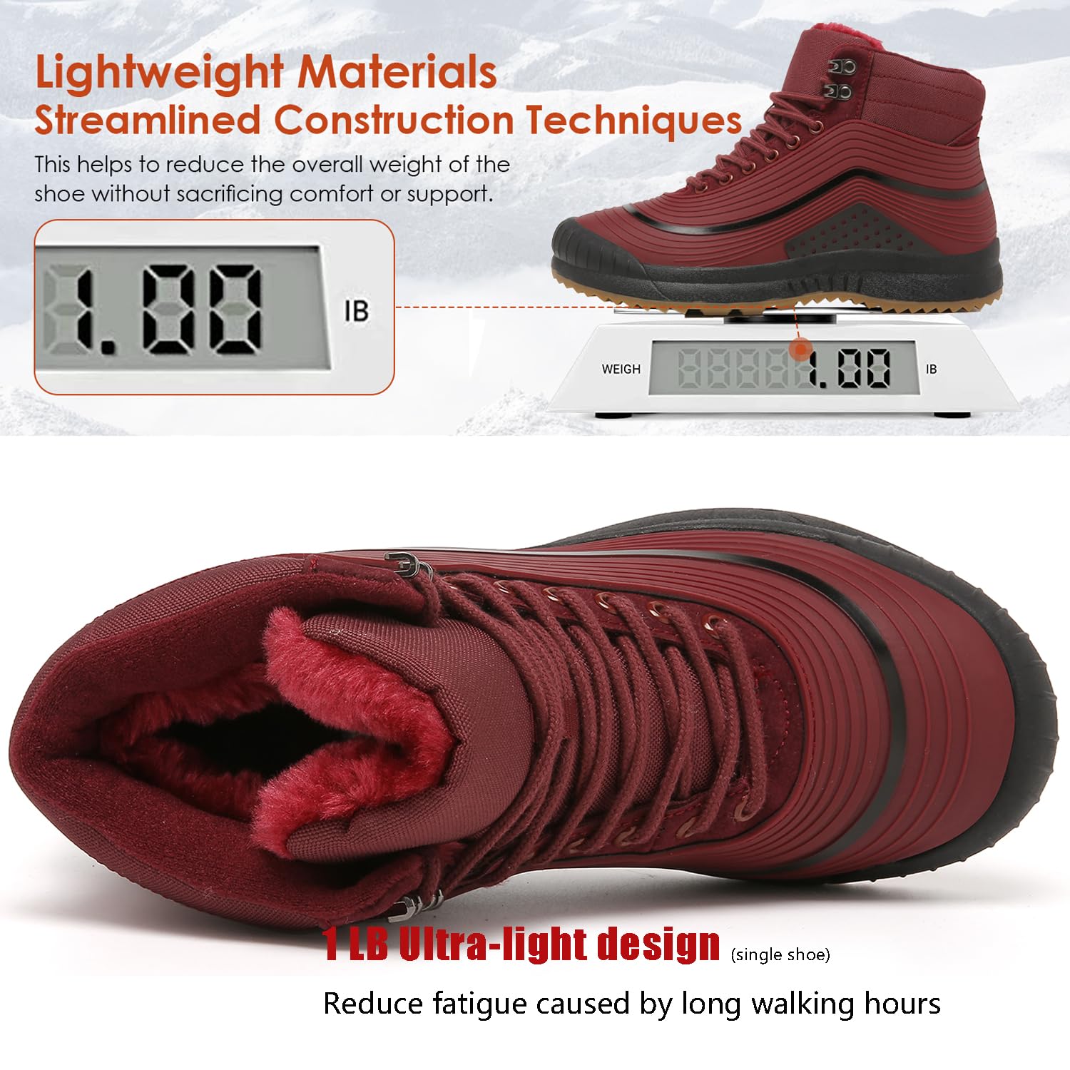 ulogu Botas de nieve para hombres y mujeres, botines aislados impermeables con forro de piel, antideslizantes, ligeros, zapatos de invierno