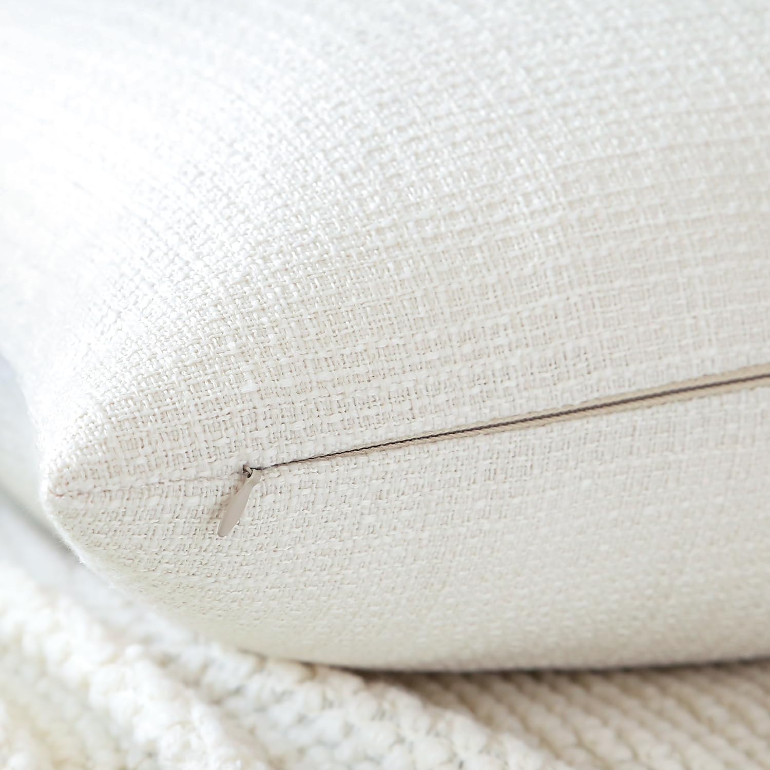 OTOSTAR Linen Throw Pillow Covers Set of 2 Decorative Square Pillowcases Cushion Covers 28x28 Inch for Home Decor Sofa Bedroom Car 70 x 70 CM Cream White/Beige
