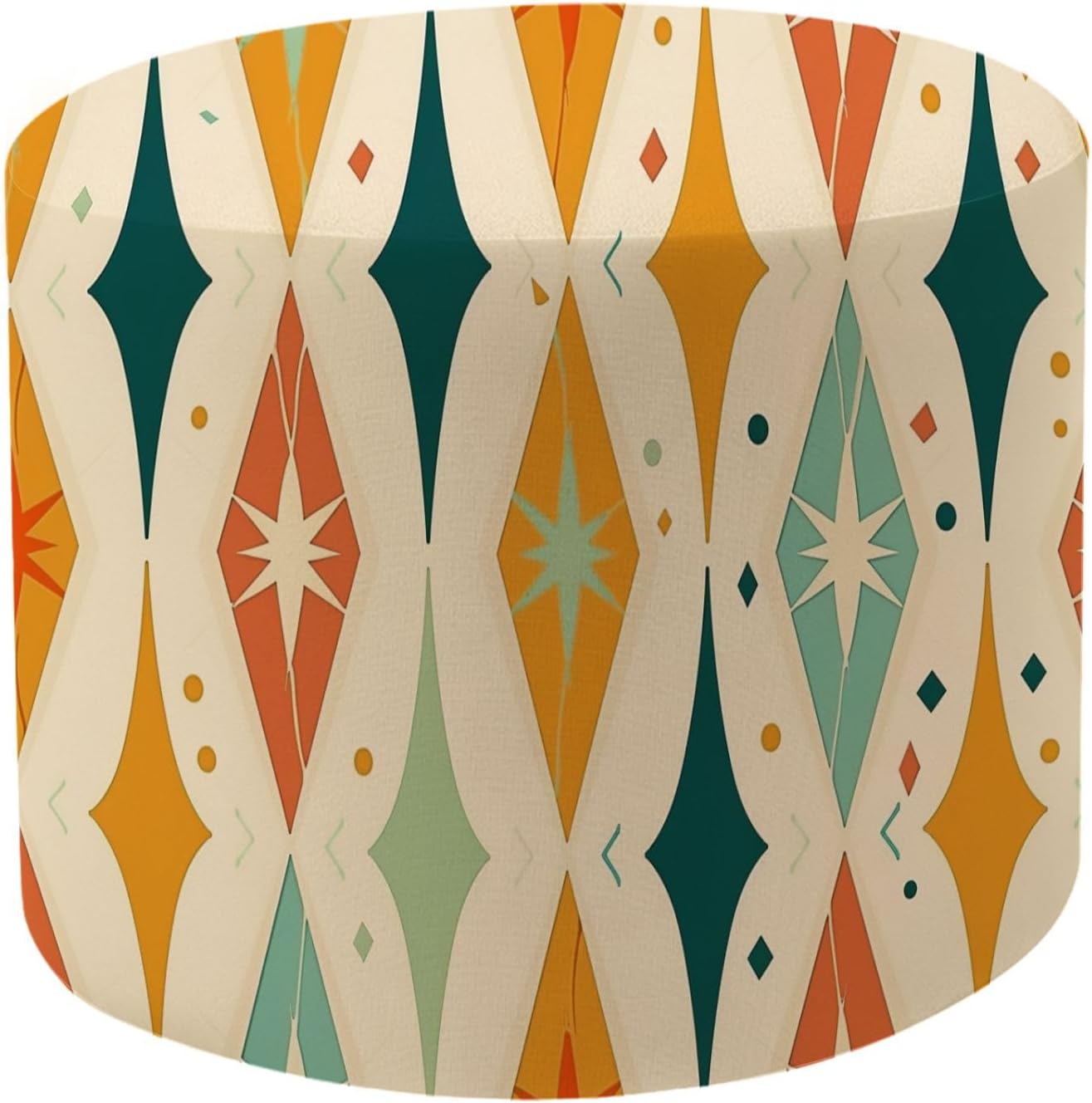 Round Pouf Ottoman Mid Century Teal Orange Ideal for Fabric Foot Stool Foot Rest Floor Stool Bean Bag Chair Cotton Linen Removable Indoor Outdoor for Living Room Bedroom