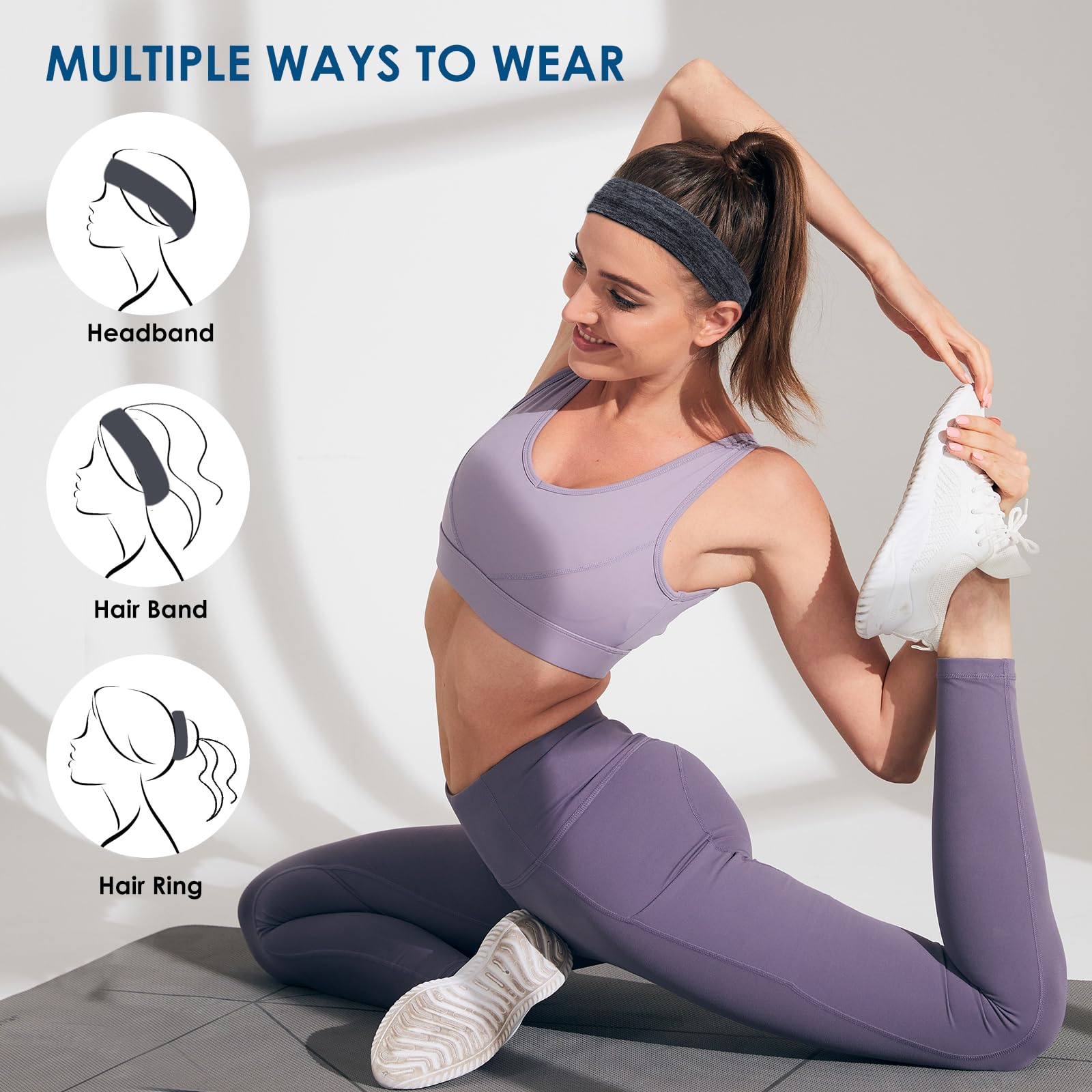 Fasce Per Yoga E Corsa Nayyana 7 Fasce Per Capelli Da Donna, Antiscivolo, Alla Moda Set 5 Fasce Cotone Sport