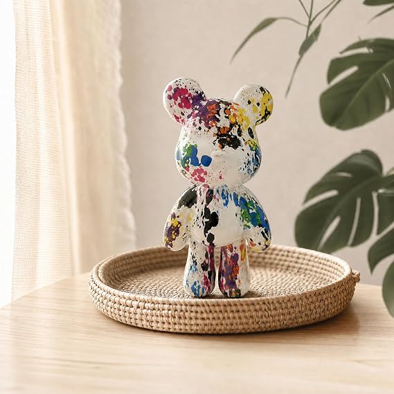 Resin Bear Statue Decor for Home, Animal Sculpture Ornament for Indoor Room (Type C)