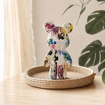 Resin Bear Statue Decor for Home, Animal Sculpture Ornament for Indoor Room (Type C)