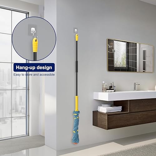 Miniatura 6 de KeFanta Trapeador giratorio autoescurridor, mopas húmedas de tela de microfibra para limpieza de pisos, trapeador de piso de mango largo de 57