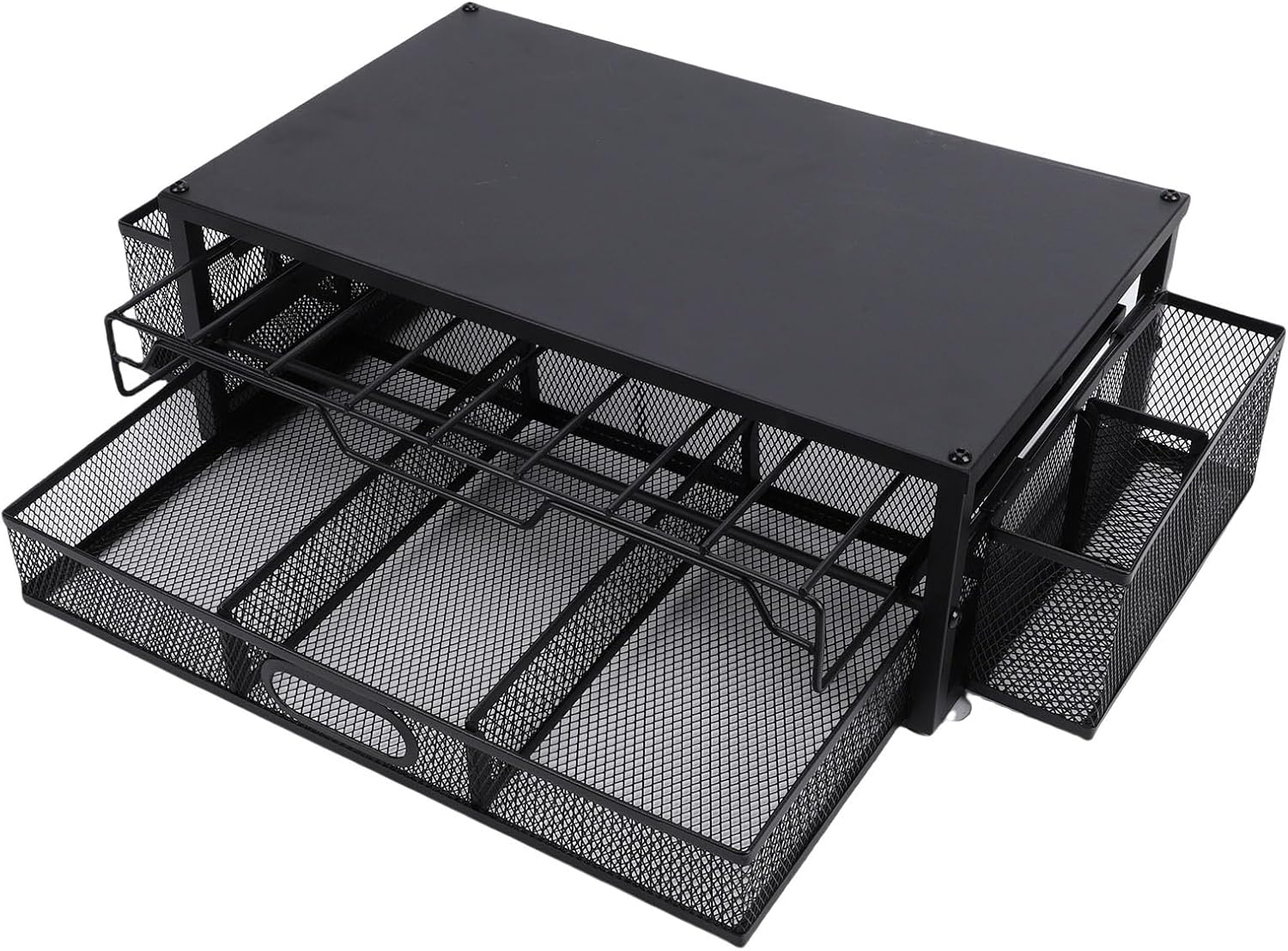 AUNMAS Coffee Pod Organizer, Sliding Drawer Holder with 2 Tier Capsule Storage Non Slip Base for Home or Commercial Setup (Plate)