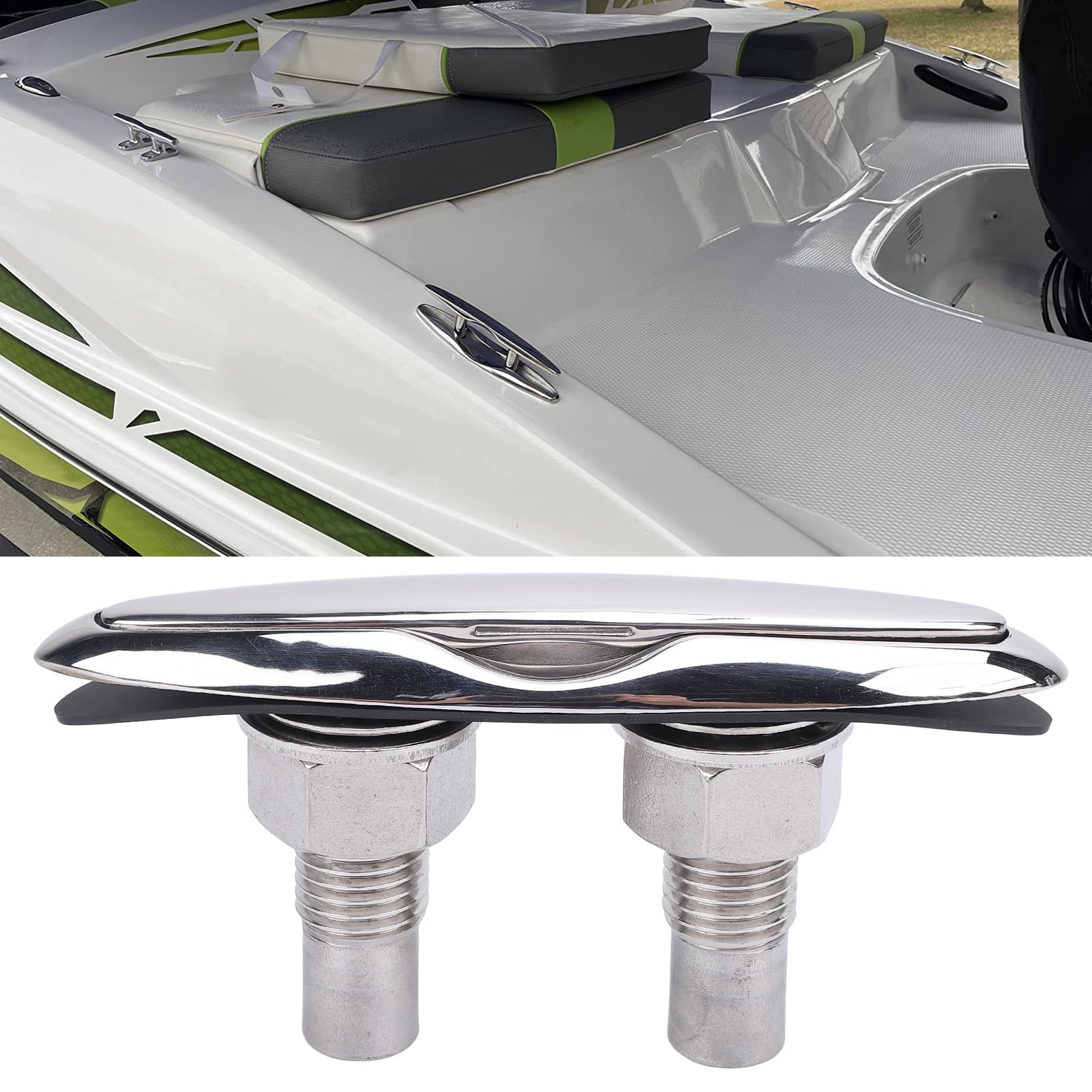 Fabater Cornamusa para Barco, Cornamusa para Barco de 6 Pulgadas, Cornamusa de Acero Inoxidable con Montaje Empotrado, Cornamusas de Muelle Retráctiles para Barcos, Cornamusa de Muelle