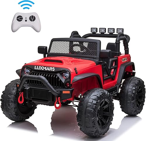 LUXMARS Auto de paseo con batería de 24 V para niños, control remoto parental, 3 velocidades, luces LED, reproductor de MP3, música, puerto USB,