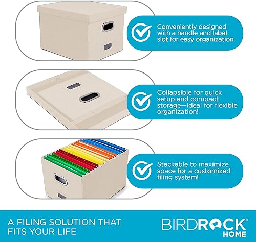 Miniatura 6 de Internet's Best - Organizador de archivos, plegable, de lino decorativo, para archivar y almacenar, para oficina - para cartas y legales