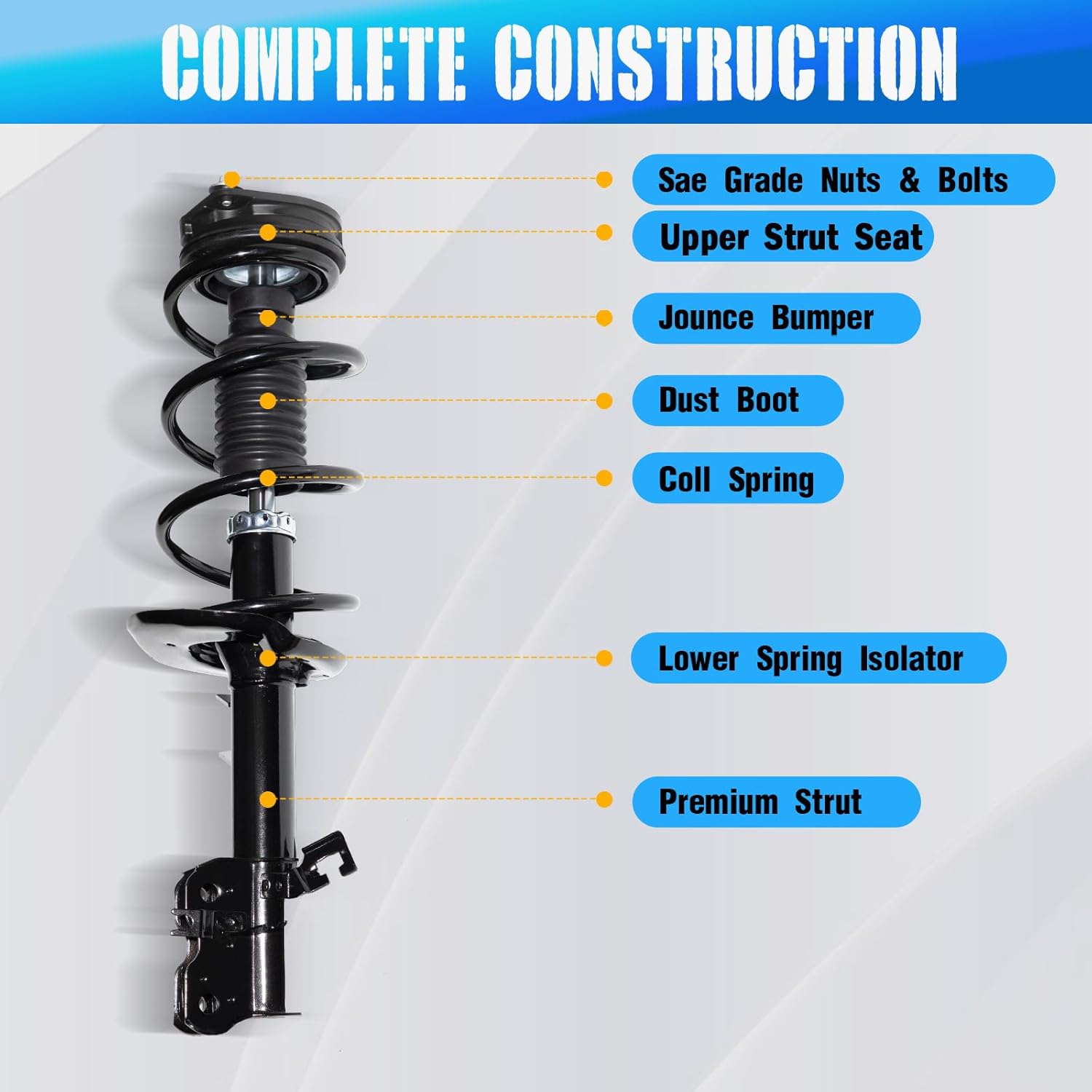 TRIBLE SIX Front Pair Complete Struts Shocks Assembly w/Coil Spring Replacement for 2008 2009 2010 2011 2012 Rogue Suspension Kit 172608 172609