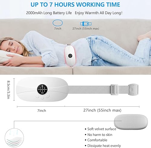 Miniatura 6 de kissleaf Almohadilla térmica, almohadilla térmica portátil inalámbrica de calentamiento rápido, almohadillas térmicas con 3 niveles de calor y 3