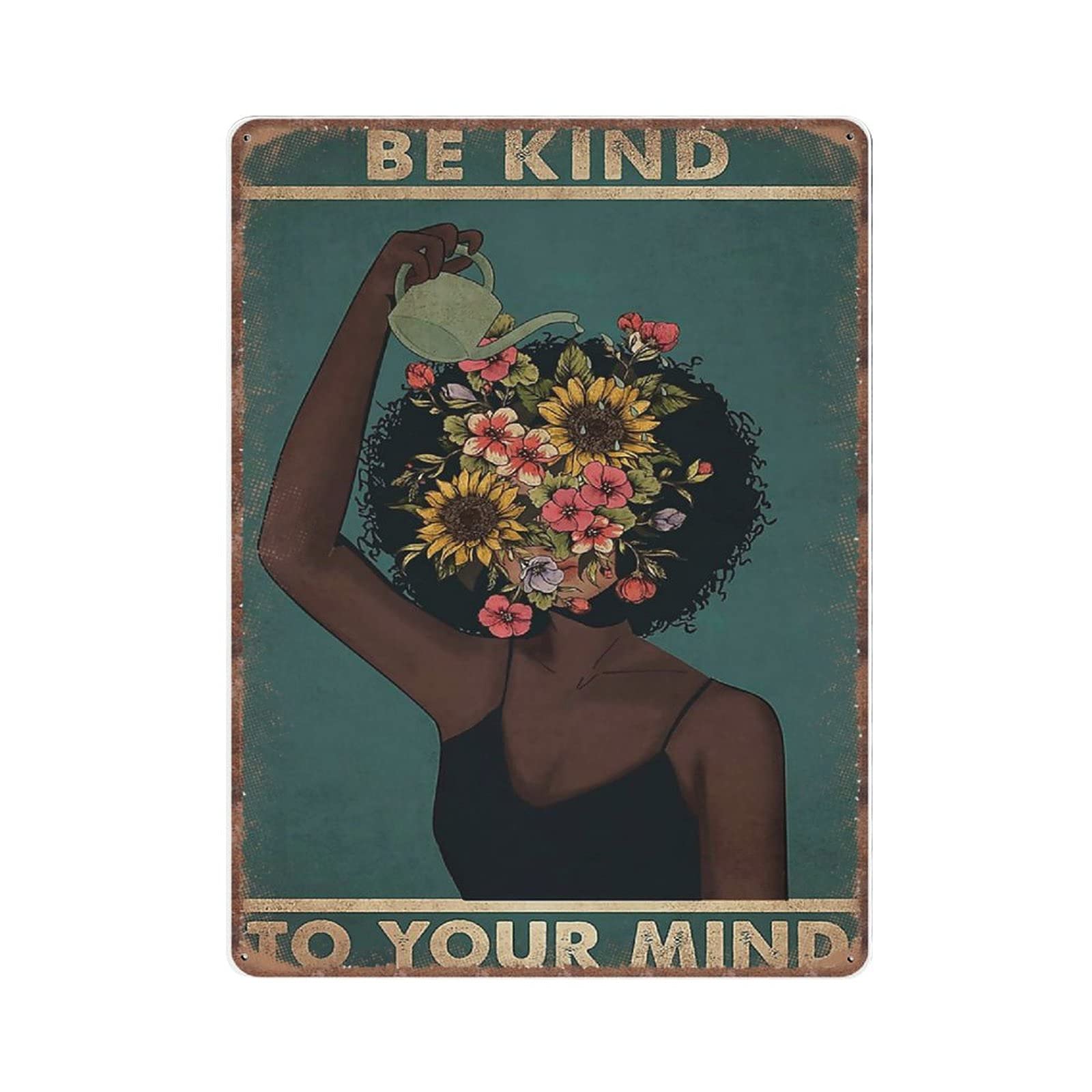 rayprint Be Kind to Your Mind Tin Signs, Garden Art, Wall Decoration, Garden Signs, Colorful Garden Vintage Poster Metal Tin Sign Kitchen Retro Parlor garage Gifts for mom Dad, 30X40cm