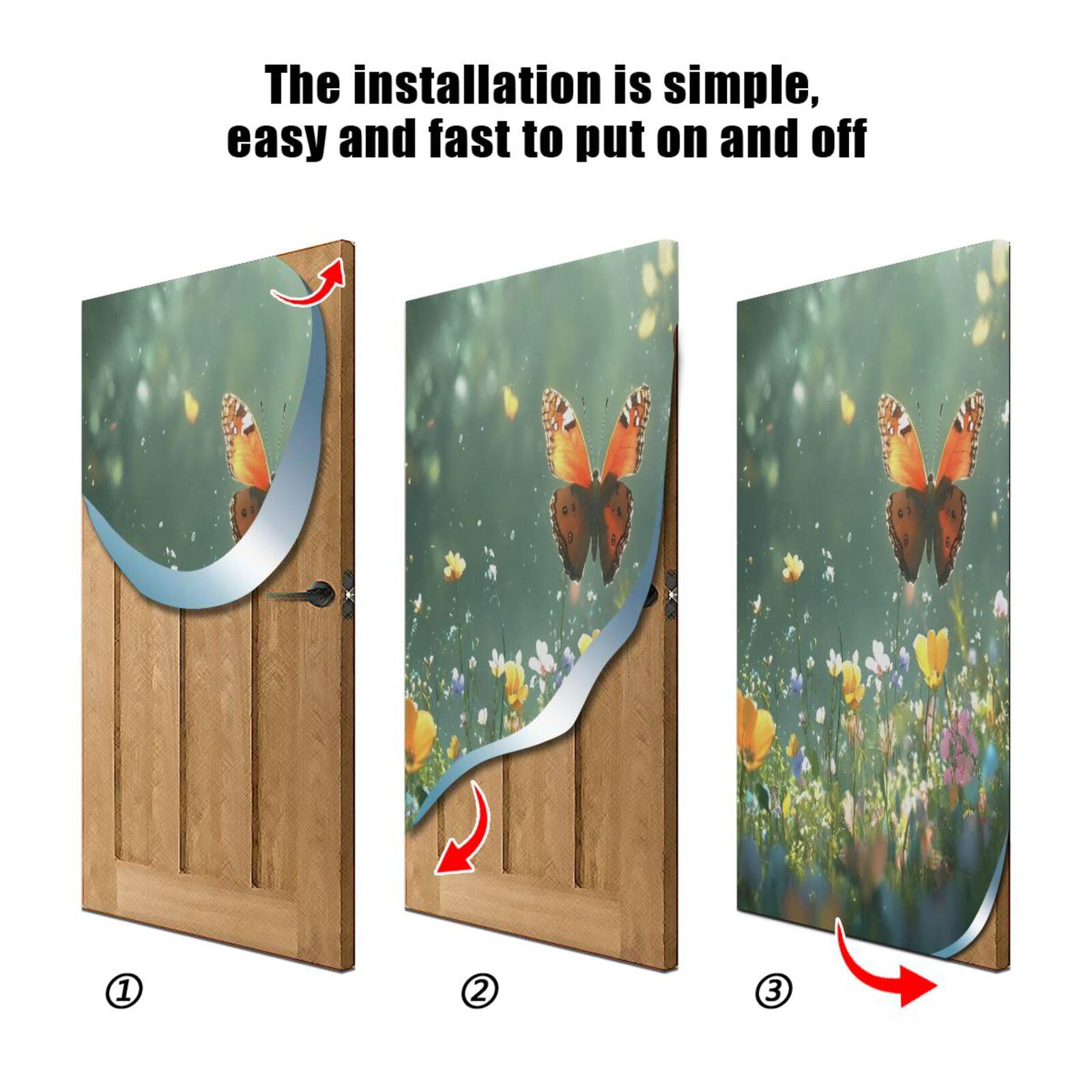 FLildon Spring Flowers Meadow Door Cover Decoration, Party Accessory Porch Decor for Festive Ornament Room Door Covers 36 x 98 Inch